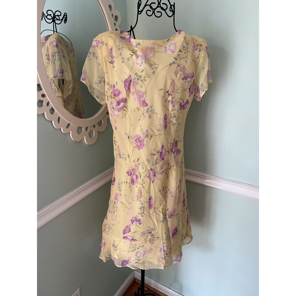 VTG y2k R & K YELLOW COTTAGE CORE PRAIRIE TEA PARTYโ FLORAL DRESS 6 Feminine